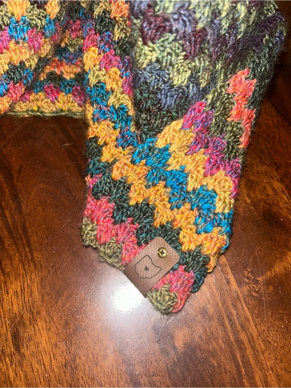 Handmade Multicolor Crochet Throw Blanket - Vibrant Pink, Blue, Gold, Green